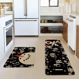 Snowman Deer Let It Snow Snowflake Christmas Kitchen Mats Set of 2