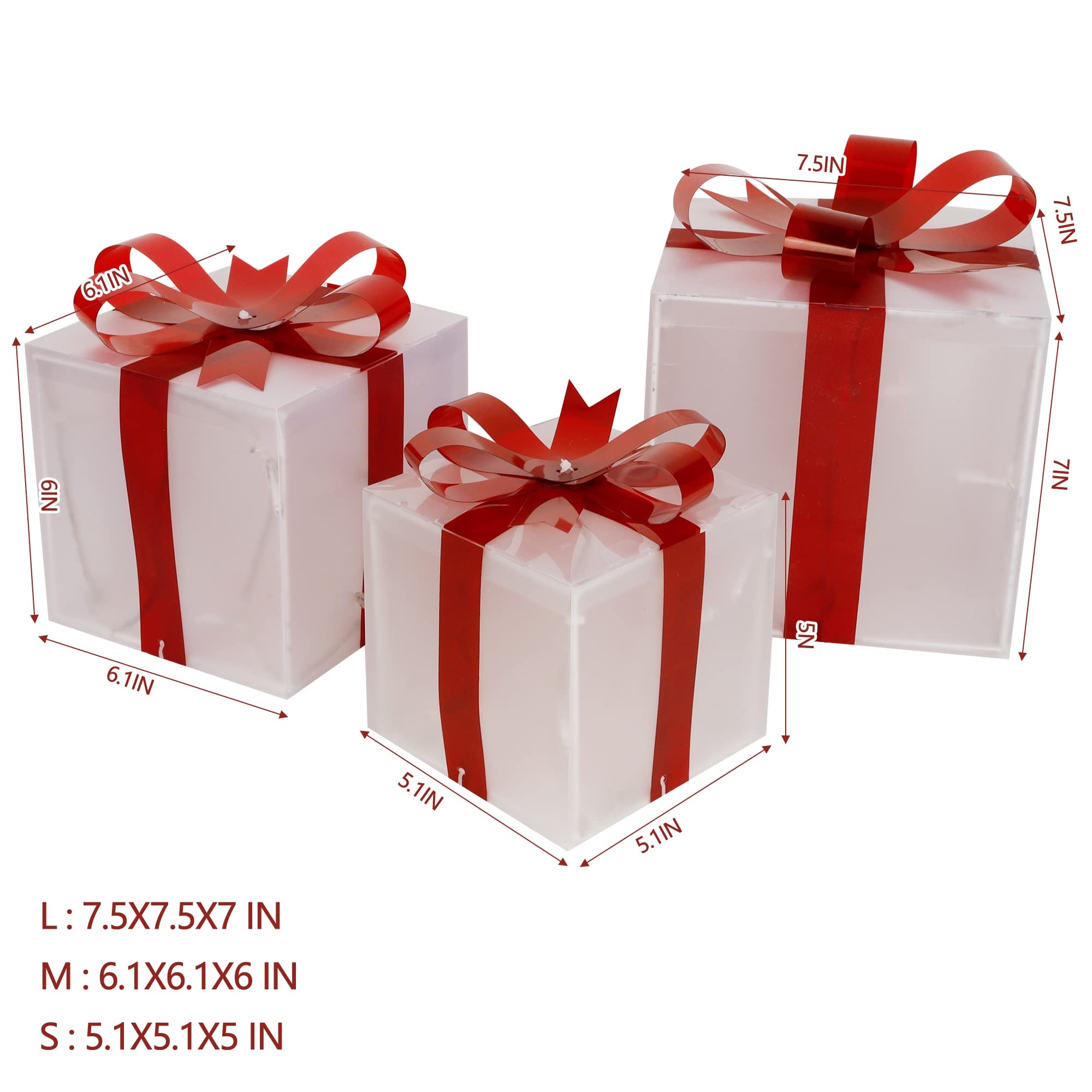 Set of 3 Christmas Lighted Gift Boxes