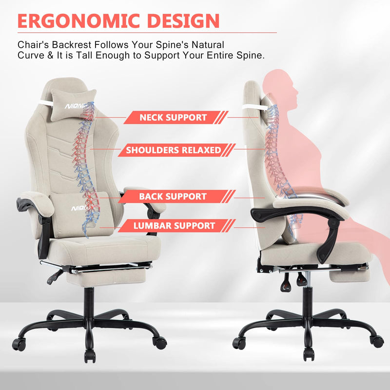 Gaming Chair with Footrest, Ergonomic Computer Gaming Chair, Massage Lumbar Chairs