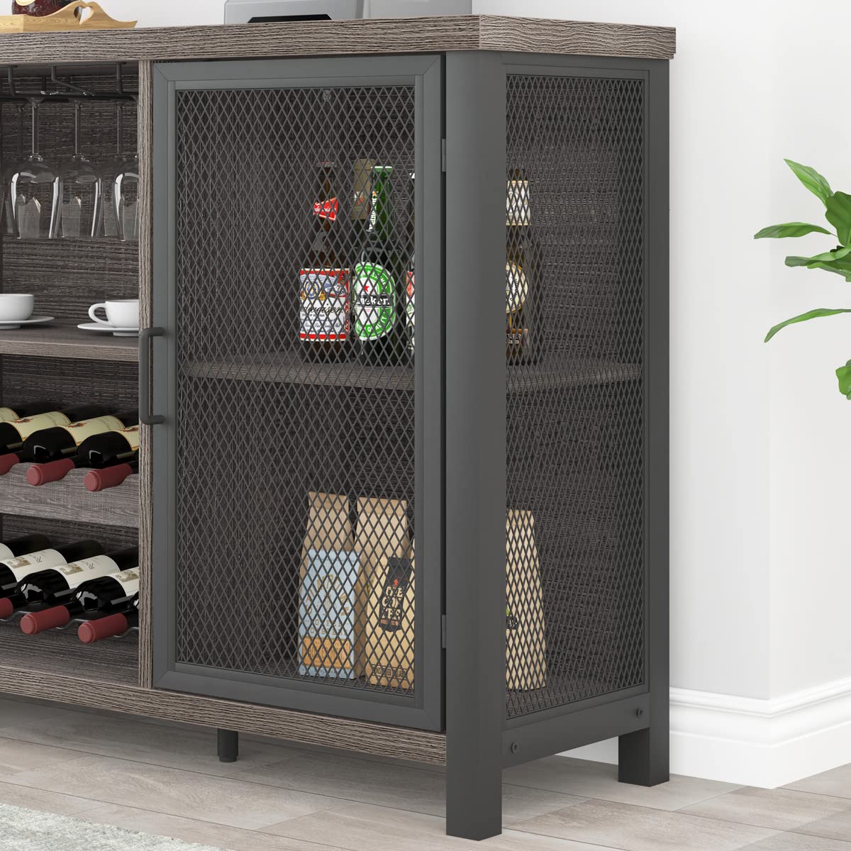 Liquor Bar Cabinet, Industrial Wine Bar Cabinet