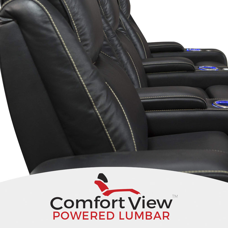 Home Theater Seating - Top Grain Leather - Power Recline - Powered Headrest and Lumbar Support - Arm Storage - USB Charging - Cup Holders