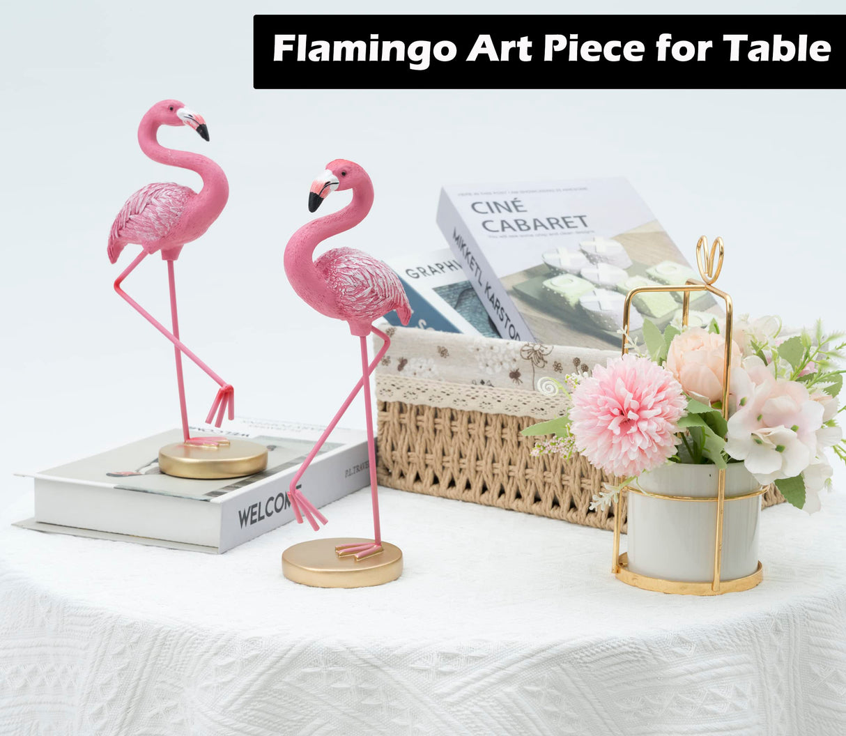 Pink Flamingo Statue Summer Tropical Decor - 10 inch Flamingo Sculpture