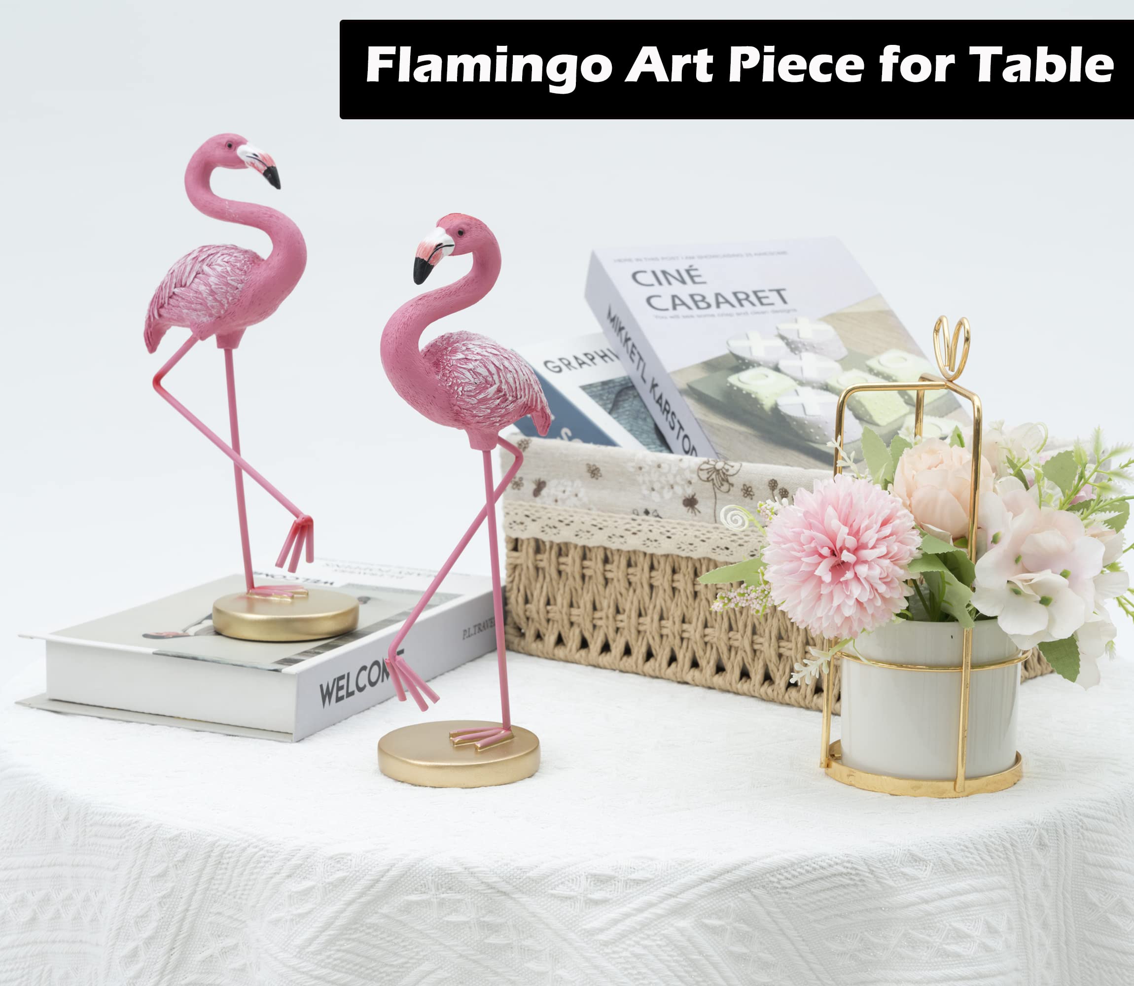 Pink Flamingo Statue Summer Tropical Decor - 10 inch Flamingo Sculpture