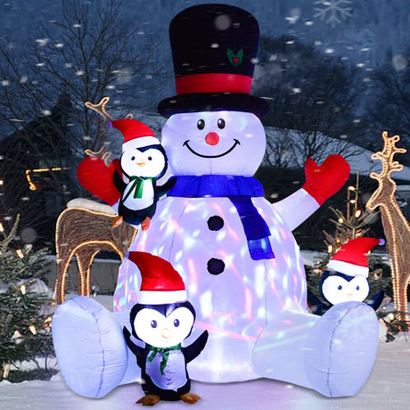 7ft Inflatable Christmas Snowman with Penguins