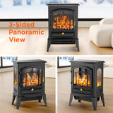 Freestanding Fireplace Heater with Realistic Flame