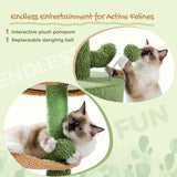 Cat Tree 32 Inches Cactus Cat Tower with Sisal Covered Scratching Post, Cozy Condo