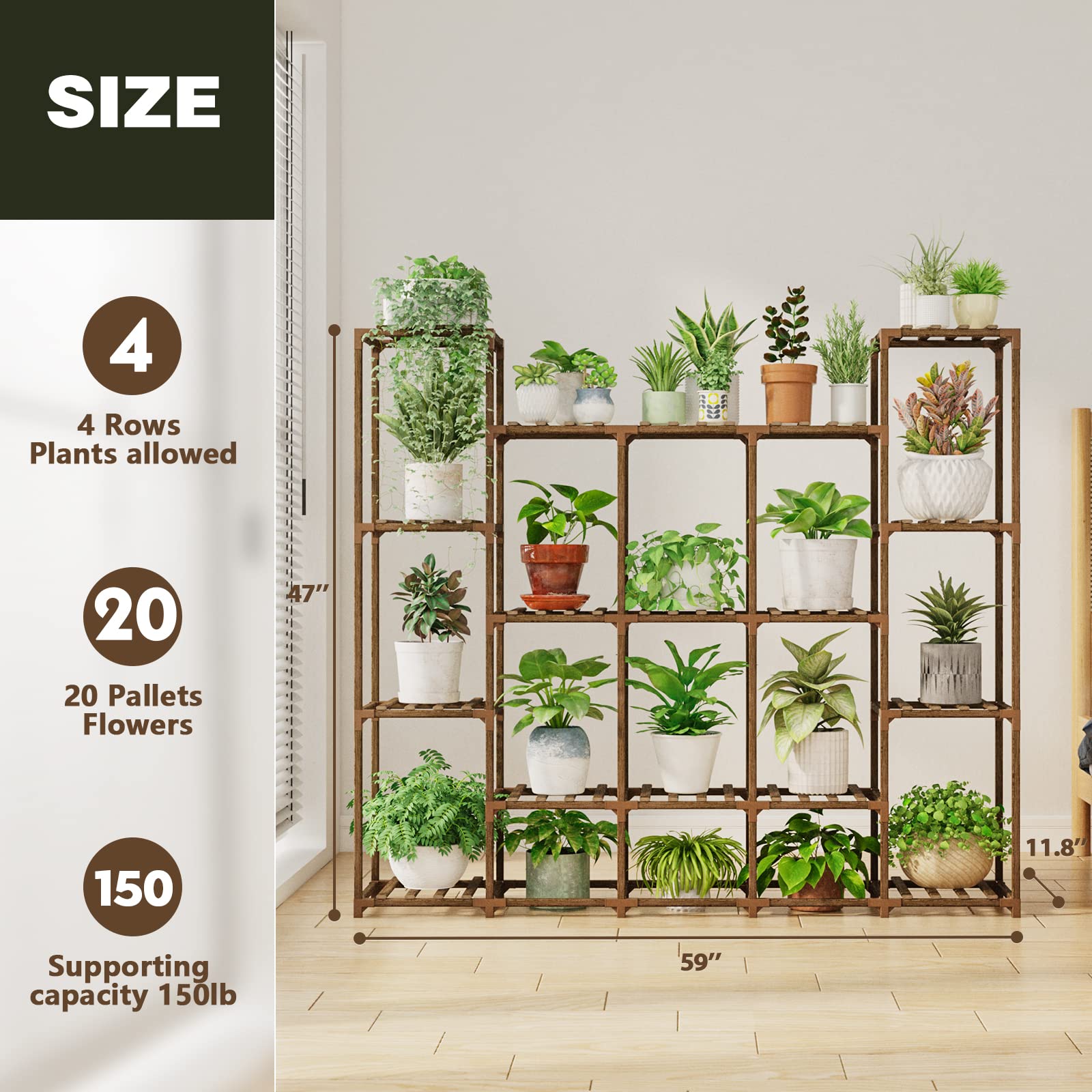 Eco Friendly 11-Tier Wooden Plant Stand