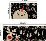 Snowman Deer Let It Snow Snowflake Christmas Kitchen Mats Set of 2