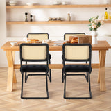 Dining Chairs Set of 2, Velvet Rattan Dining Room Kitchen Side Chairs