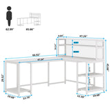 67" Large Computer Desk with Hutch, Office Desk Study Table Writing Desk