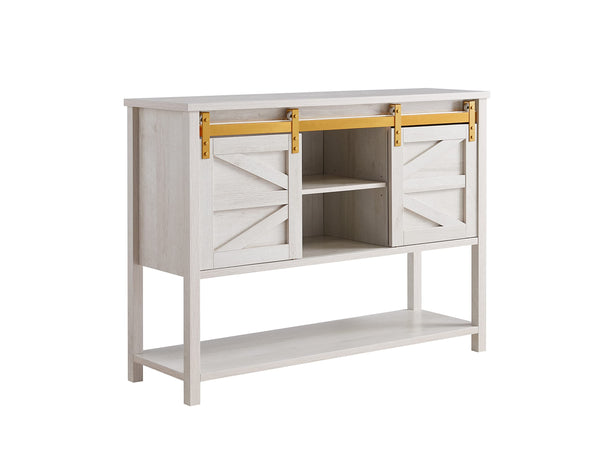 Eustis Farmhouse 4 Shelves 48 in. Buffet, Sideboard for Kitchen, Dining Room, White Oak