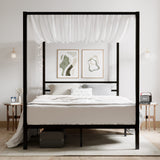 Full Size Metal Canopy Bed Frame, Modern Four-Poster Platform Bed Frame