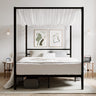 Full Size Metal Canopy Bed Frame, Modern Four-Poster Platform Bed Frame