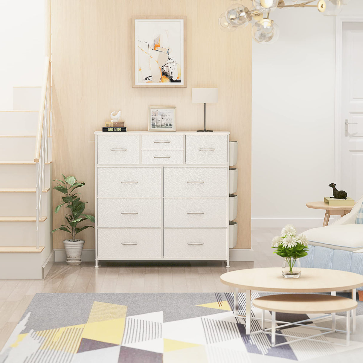 White Dresser for Bedroom with 10 Drawers Chest of Drawers