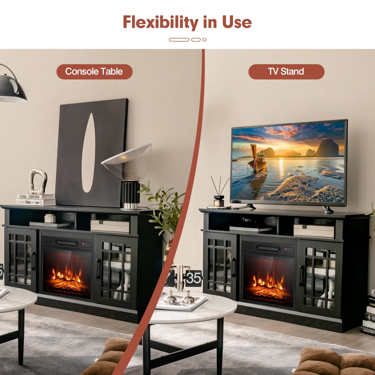 Electric Fireplace TV Stand for TVs Up to 55 Inches