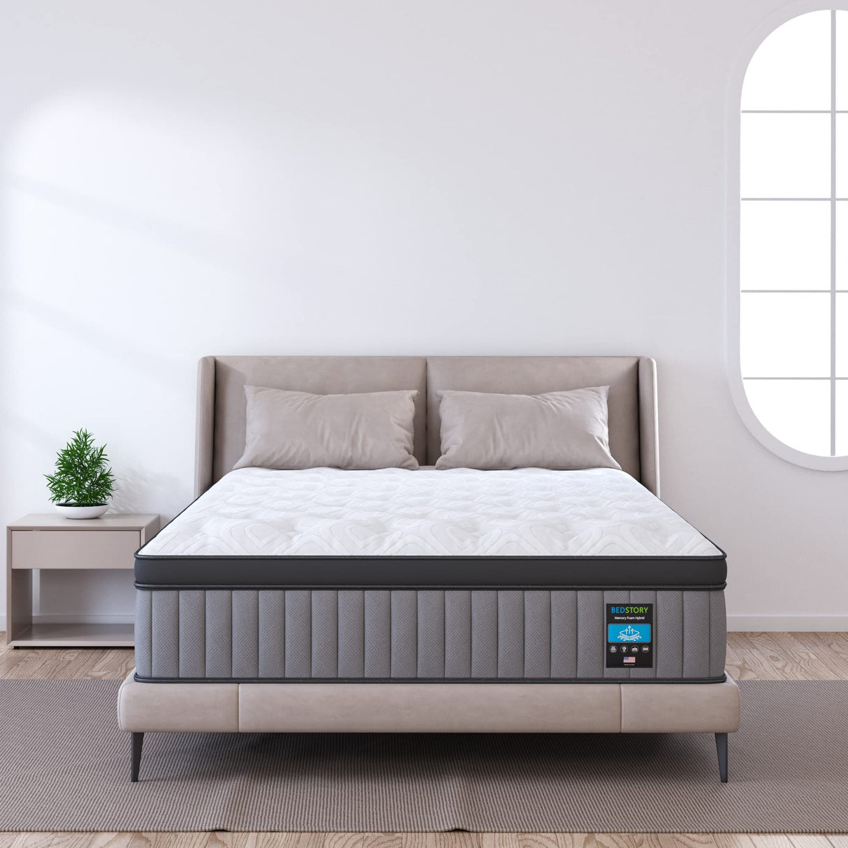 BedStory King Mattress Firm - 14 Inch Hybrid Mattress for Pain Relief