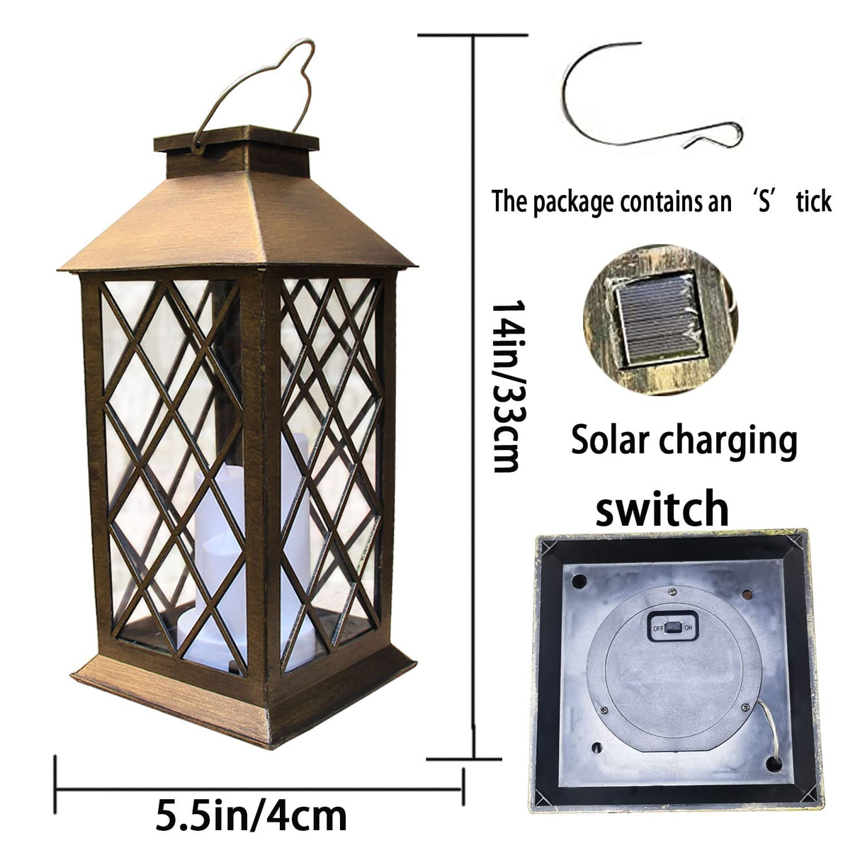 Solar Lantern Outdoor,Hanging - PVC Waterproof 3 LED Flameless Candle