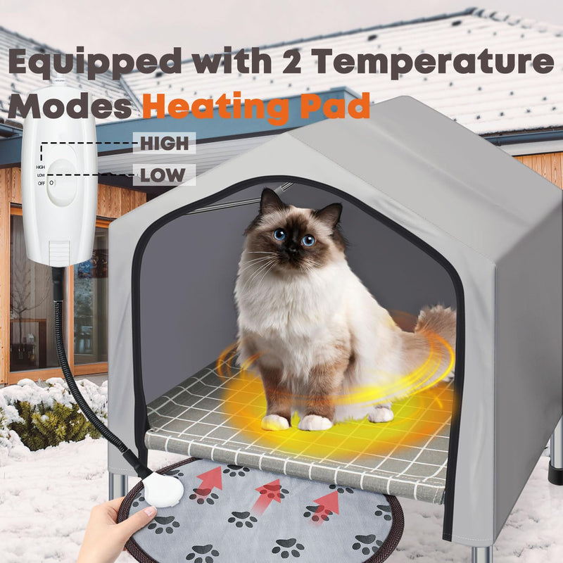Winter Heated Cat House Outdoor Indoor,Insulated Puppy Shelter Weather
