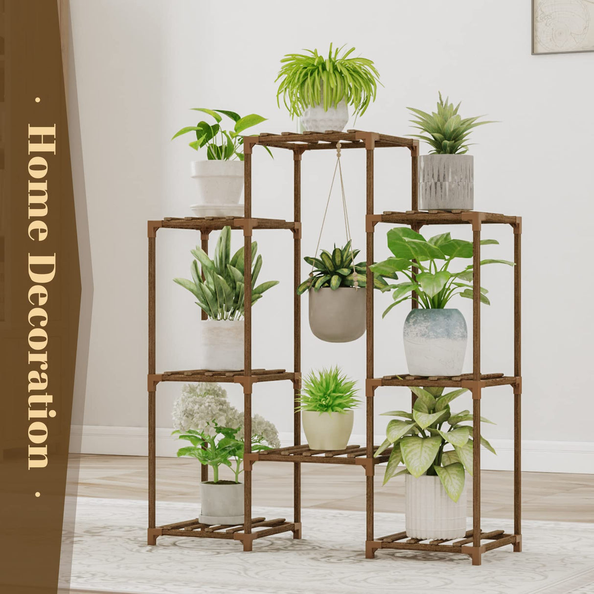 Hanging Plant Stand Large Plant Shelf  Rack Wooden Tiered Plant Holder