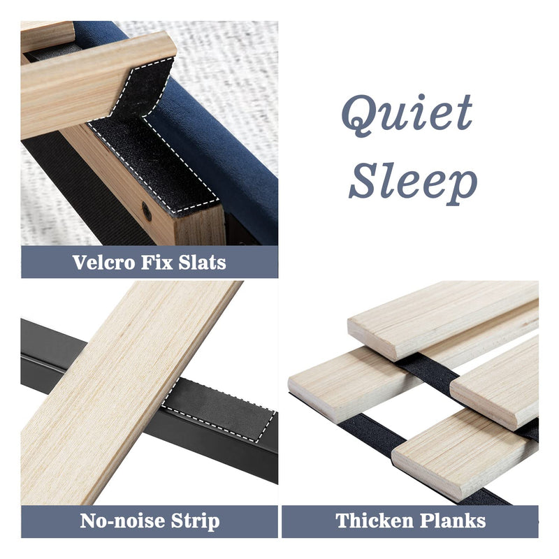 Platform Bed Frame/Velvet Upholstered Bed Frame with Vertical Channel