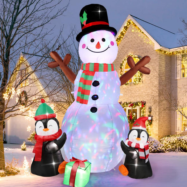 6FT Christmas Inflatables Outdoor Decorations, Lighted Inflatable Snowman Penguin