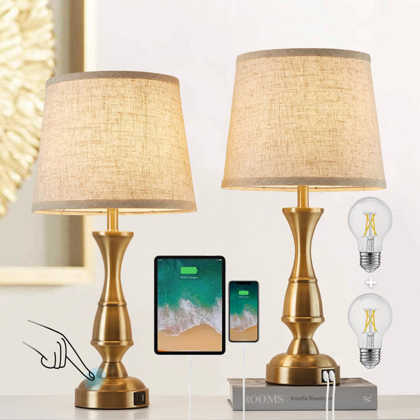 Vintage Bedside Lamp Set of 2,Farmhouse Table Lamp Touch Control 3-Way Dimmable End Table Lamp