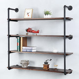 Industrial Pipe Shelving Wall Mounted,48in Rustic Metal Floating Shelves, Steampunk