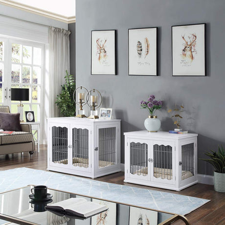Furniture Style White Dog Crate for Medium Large Dogs