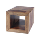 Cube Shape Rosewood Side Table with Cutout Bottom