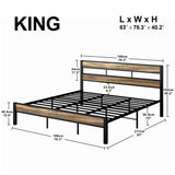 King Bed Frame and Headboard, Easy Assembly, Noise-Free, No Box Spring Needed