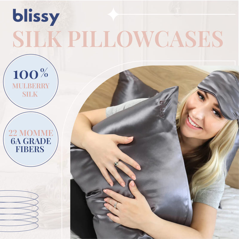 Silk Pillowcase - 100% Pure Mulberry Silk - 22 Momme 6A High-Grade Fibers - Satin Pillow