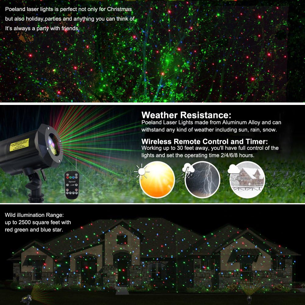 Outdoor Laser Lights Waterproof Christmas Projector with Security Lock