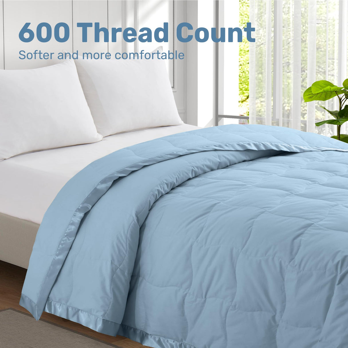 King Size Blanket - Soft Lightweight Feather Down Blanket, 600 Thread Count