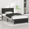 Twin Bed Frame with Upholstered Linen Headboard and Footboard, Heavy-Duty Platform