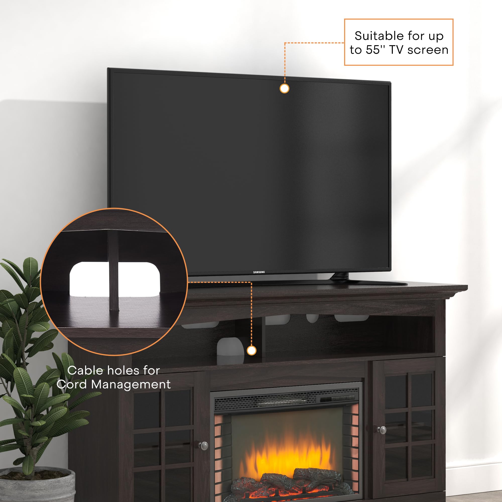 TV  Entertainment Center with 28" Fireplace