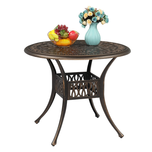 Patio Dining Table, Patio Table with Umbrella Hole Outdoor Dining Table