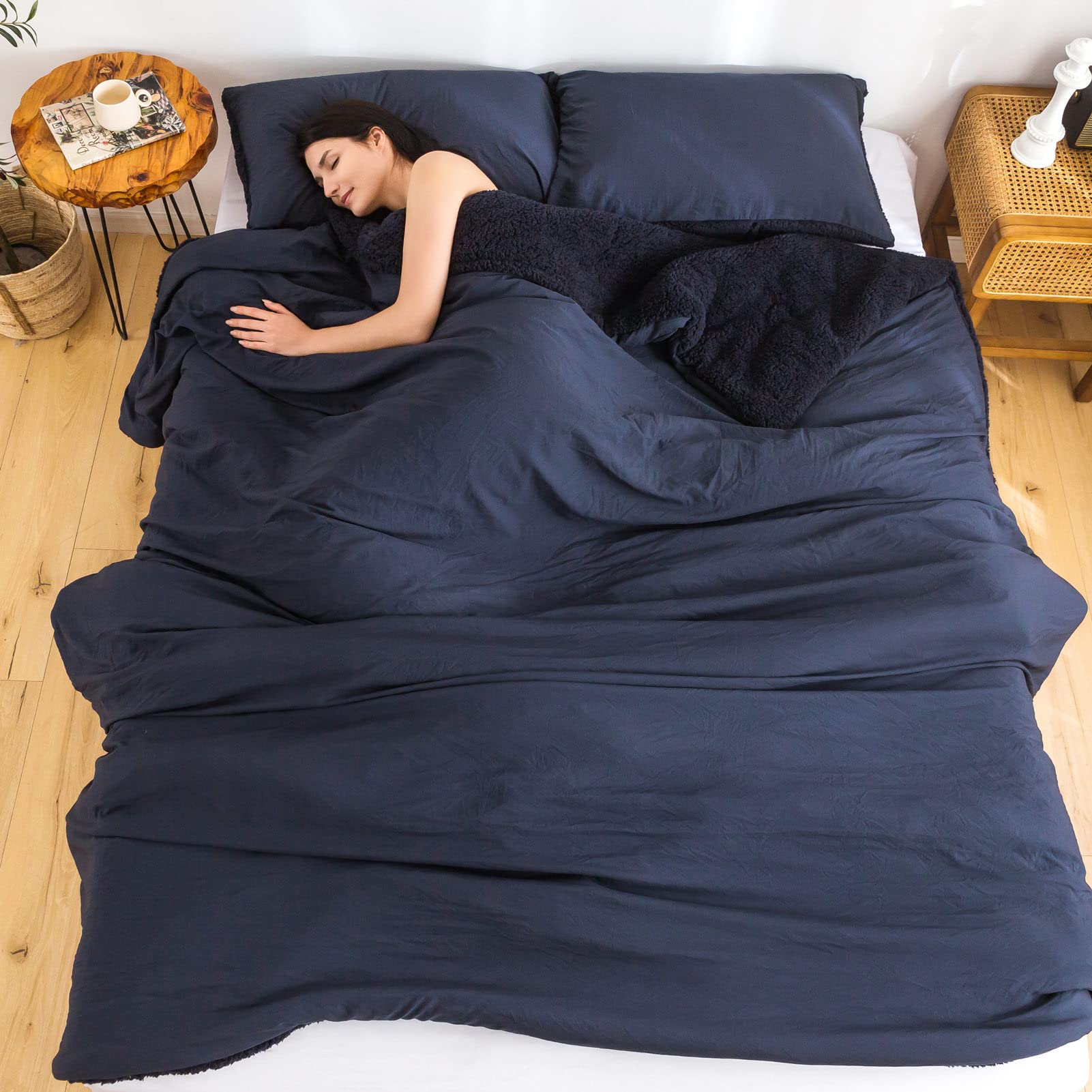 Warm Comforter Queen Size Sherpa Comforter Set Fuzzy Bedding Comforters