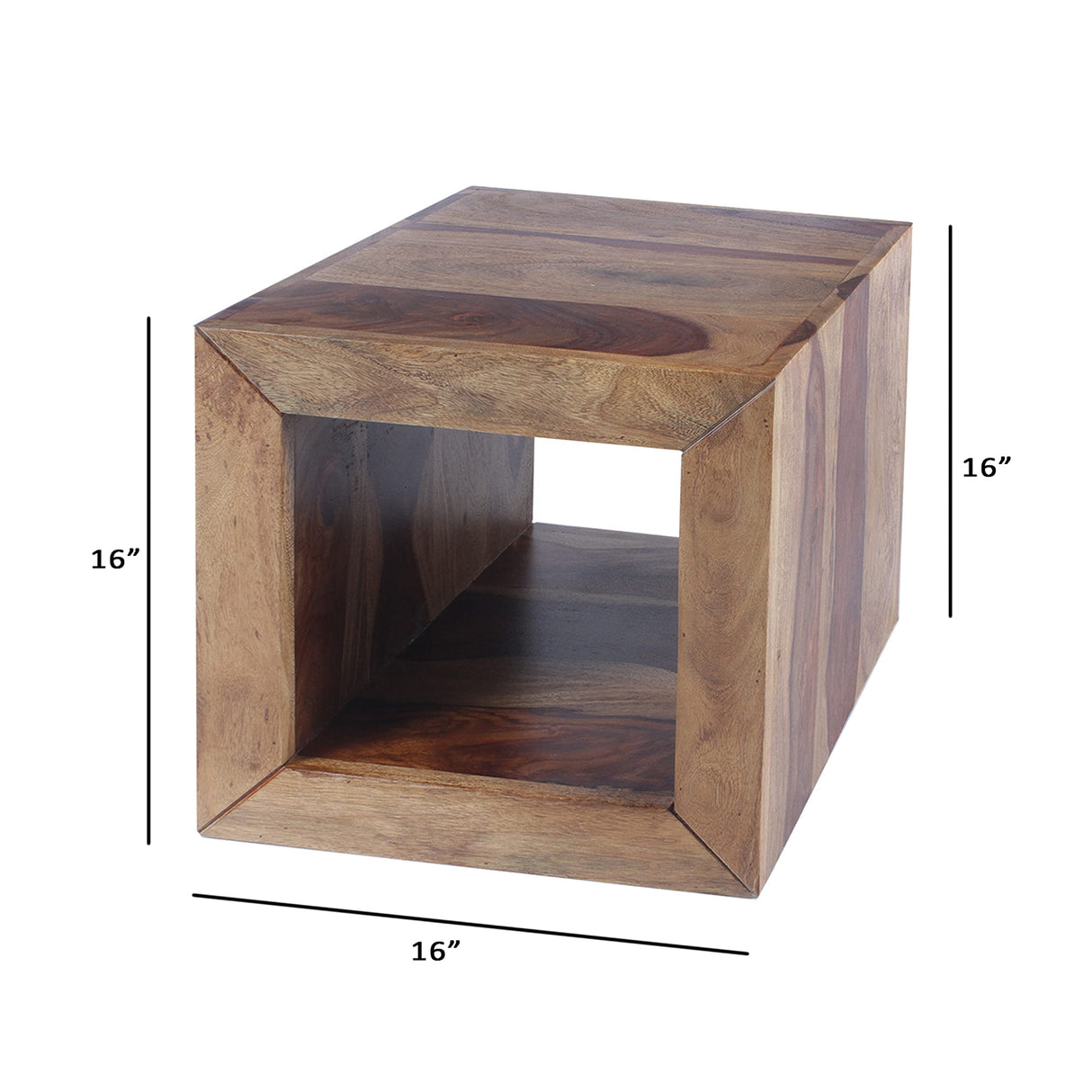 Cube Shape Rosewood Side Table with Cutout Bottom