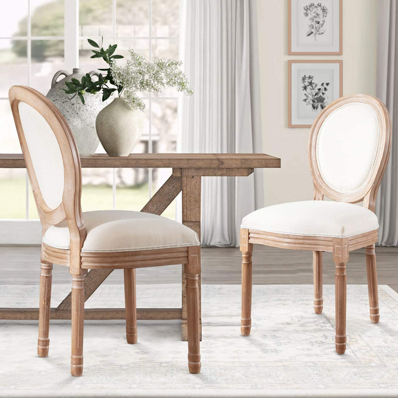 French Country Dining Chairs Set of 4, Farmhouse Fabric Dining Room Chairs