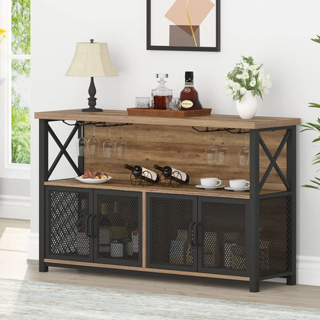 Wine Bar Cabinet, Industrial Sideboard Buffet Cabinet, Coffee Bar Cabinet