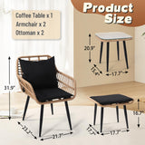 Outdoor Wicker Chairs and Table Bistro Conversation Furniture Set