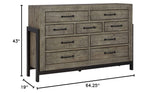 Brennagan Modern Vintage 9 Drawer Dresser, Grayish Brown