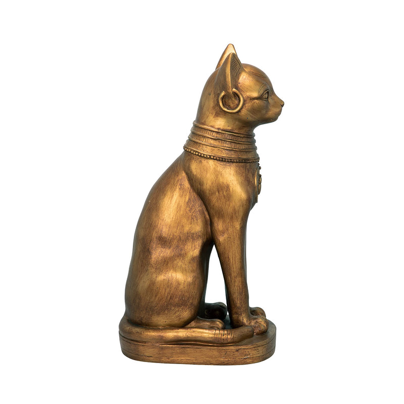 EU1012 Golden Bastet of Ancient Egypt Statue, Antique Gold