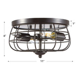 2-Light Industrial Flush Mount Ceiling Light Fixture