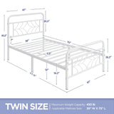 Twin Bed Frames Metal Platform Bed with Sparkling Star-Inspired Design Headboard