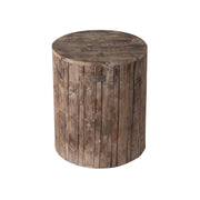 62420 Elyse Round Rustic Garden Stool Wood Outdoor Seating & End Table