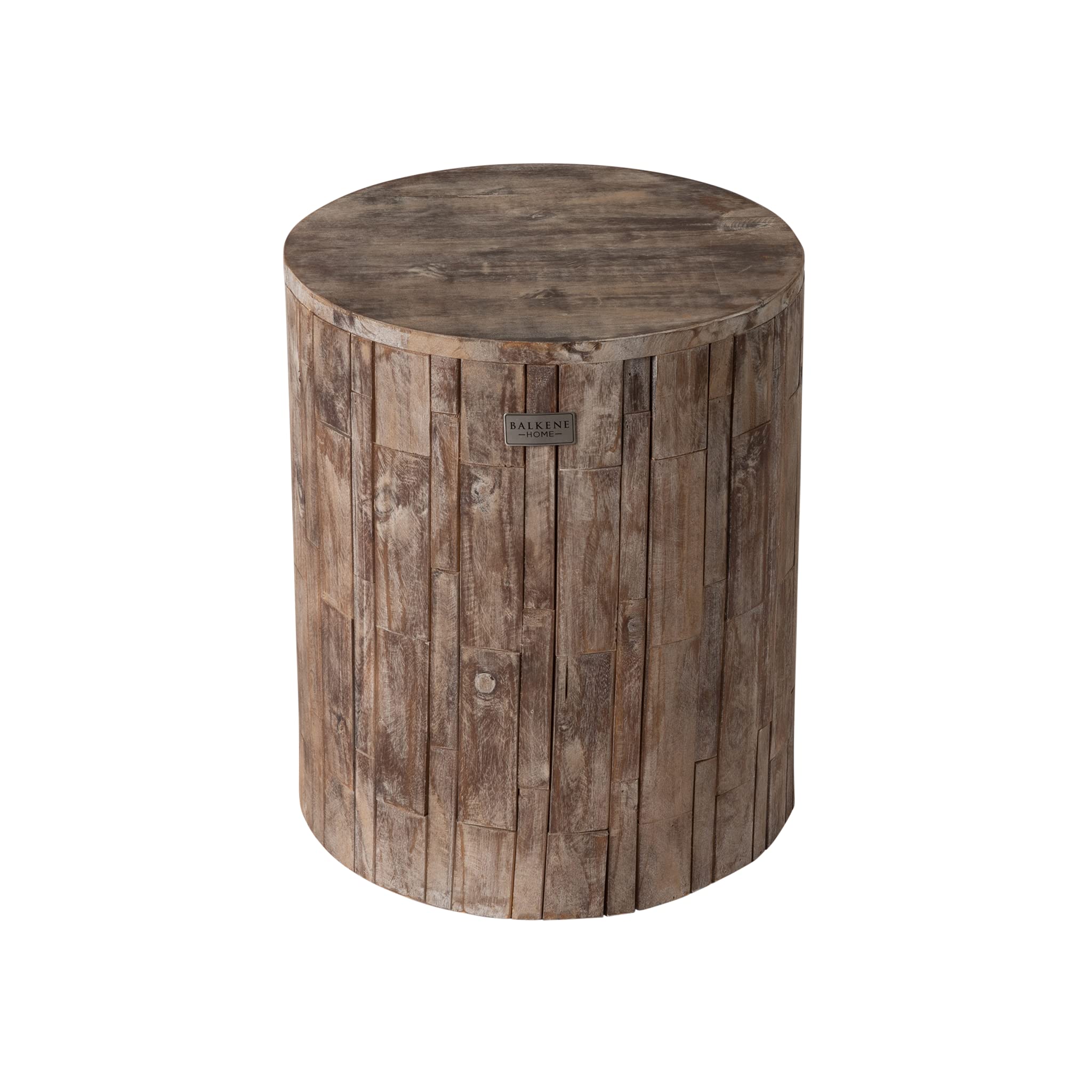 62420 Elyse Round Rustic Garden Stool Wood Outdoor Seating & End Table
