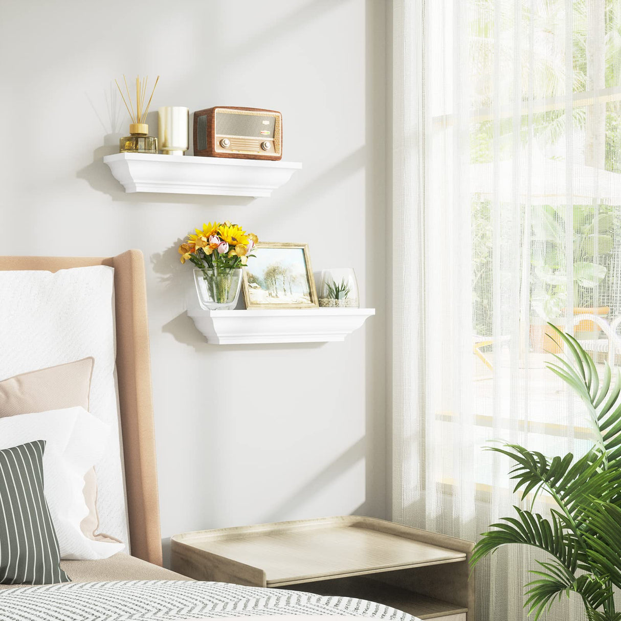 Floating Shelves White, Wood Shelves Rustic Shelves for Wall Storage