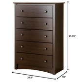 Fremont Superior 5-Drawer Chest for Bedroom - Spacious and Stylish Chest of Drawers