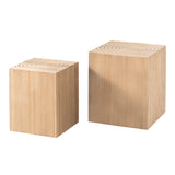 Tree Stump End Table Set of 2, Multiple Styling Layout with Wood Tree Ring Pattern